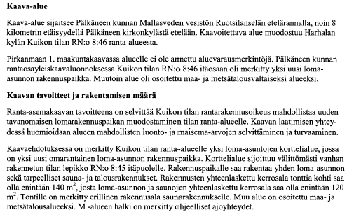 Maanomistajat Aaro ja Johanna Reunanen VASTINE Ympäristönsuunnittelu Oy 18.3.