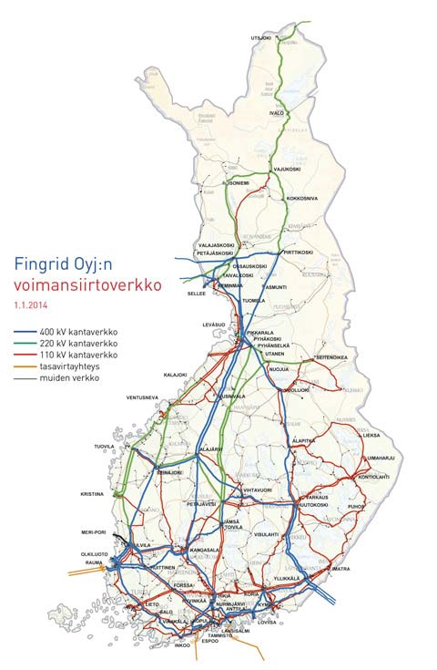 Fingridin HVDC yhteydet FennoSkan 1 käyttöönotto 1989, automaatiouudistus 2013 400 kv, 500 MW, rajoitetaan pysyvästi 400 MW:iin FennoSkan 2 käyttöönotto 2011 500 kv, 800