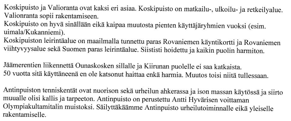 matkailuautopaikoitus skeittipuiston viereen. Kaavaselostuksessa (kappale 4.4) kuvataan kaupungin päätökset kansallisesta kaupunkipuistosta ja hankkeen etenemisestä sekä perustamisedellytyksistä.