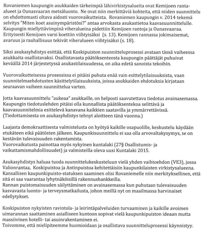 MIELIPITEET Mielipide 1. kaupunginosayhdistys Strategisen kaavoituksen vastine (Mielipide 1.