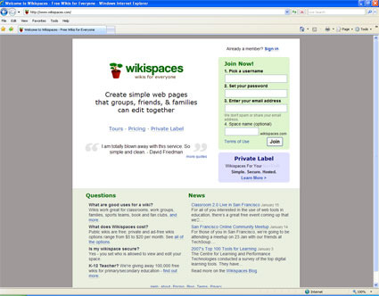 WIKISPACES-WIKIN LUOMINEN Kirjoita selaimeesi osoite http://www.wikispaces.com 1. Valitse käyttäjänimi 2. Kirjoita salasana 3. Anna sähköpostiosoitteesi 4.