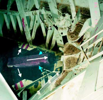 ms GABRIELLA, bogportsskadan på Finska viken 24.10.1998 Figur 4. Bogportens skadade nedre centerklack efter reparation och förstärkning i Stockholm.