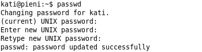 21 PASSWD Passwd-komennolla voidaan vaihtaa käyttäjän salasana. Salasanaa vaihdettaessa kysytään ensin nykyistä salasanaa, sitten uutta salasanaa kahteen kertaan. $ passwd KUVA 8.