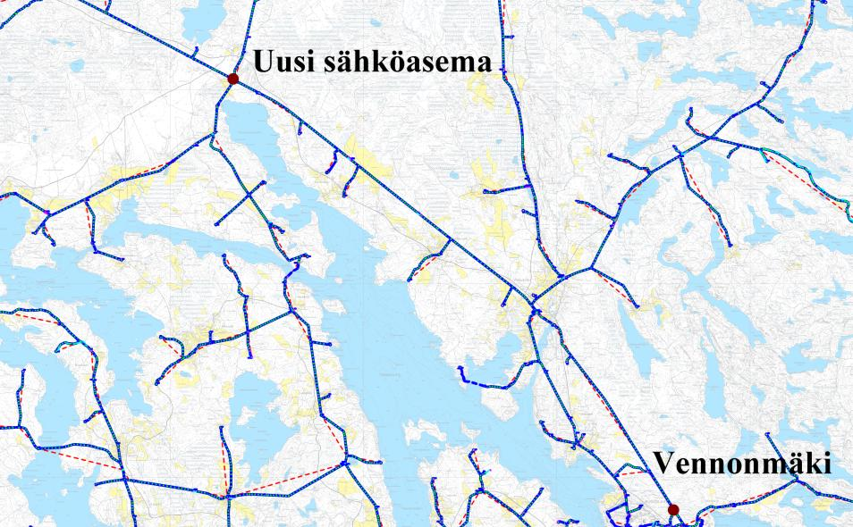 77 6.2.1 Syyspohjan kevyt sähköasema Vennonmäen sähköasema syöttää erittäin pitkiä johtolähtöjä, ja se vastaa erittäin suuren maaseutualueen sähköistyksestä.