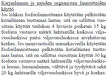 Karjanlantapoikkeus Ennen 85 % -> nyt 100 % Sliete 22 m 3 -> 15 kg -> 17,6 kg Nliete 45 m 3 -> 19 kg -> 22,5 kg Ympäristökorvauksen lohkokohtaiset toimenpiteet Prioriteetti ilmasto, ravinteiden