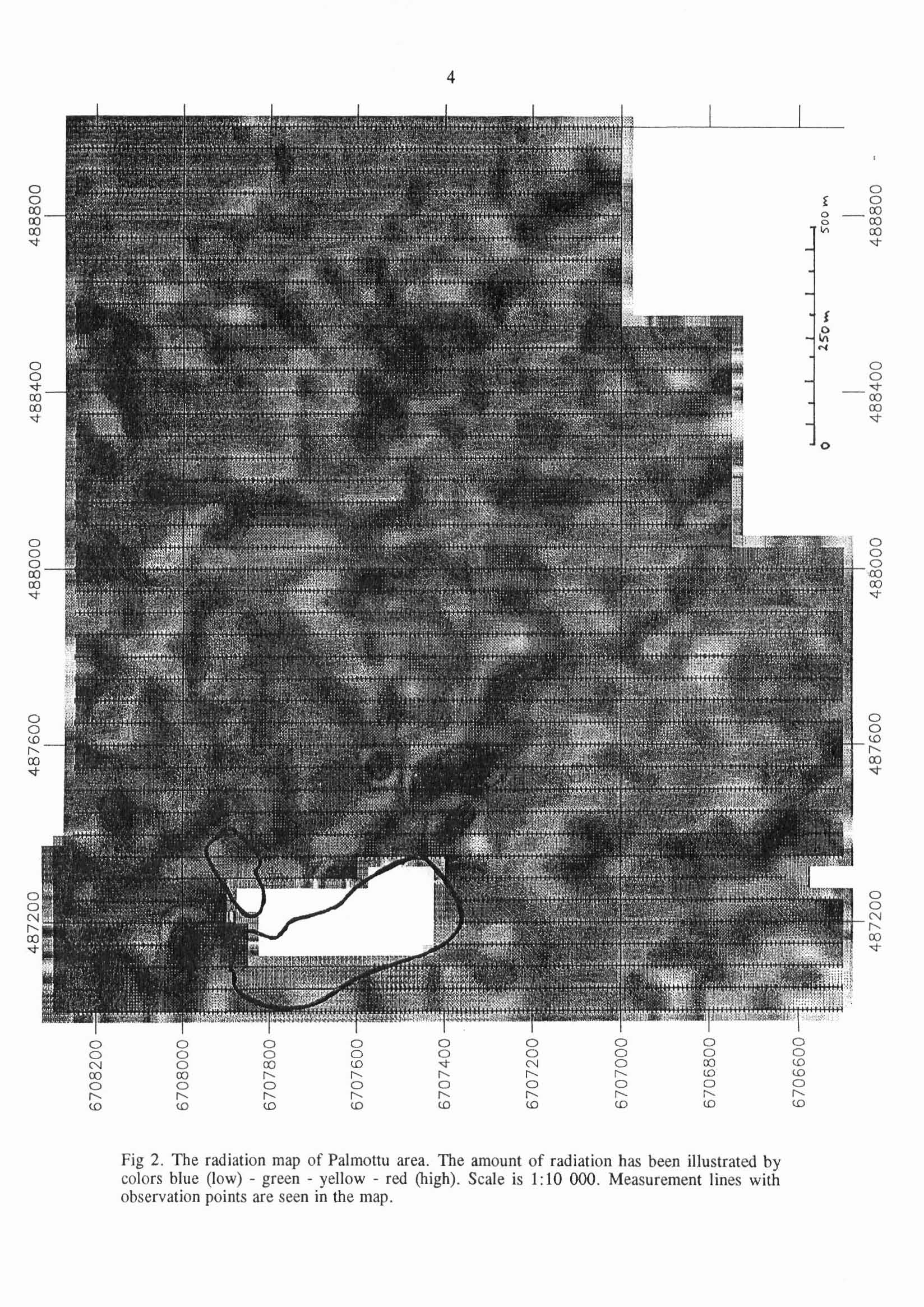 Fig 2. The radiation map of Palmottu area.