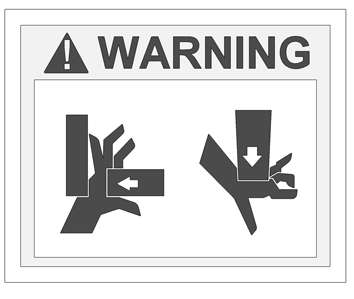 Puristumisvaara, varo lentäviä esineitä varo käsiäsi ja älä mene liian lähelle laitetta (varoitusmerkki 1530055) Älä tule laitteen lähelle, kun se on käytössä, ja varo lentäviä esineitä.