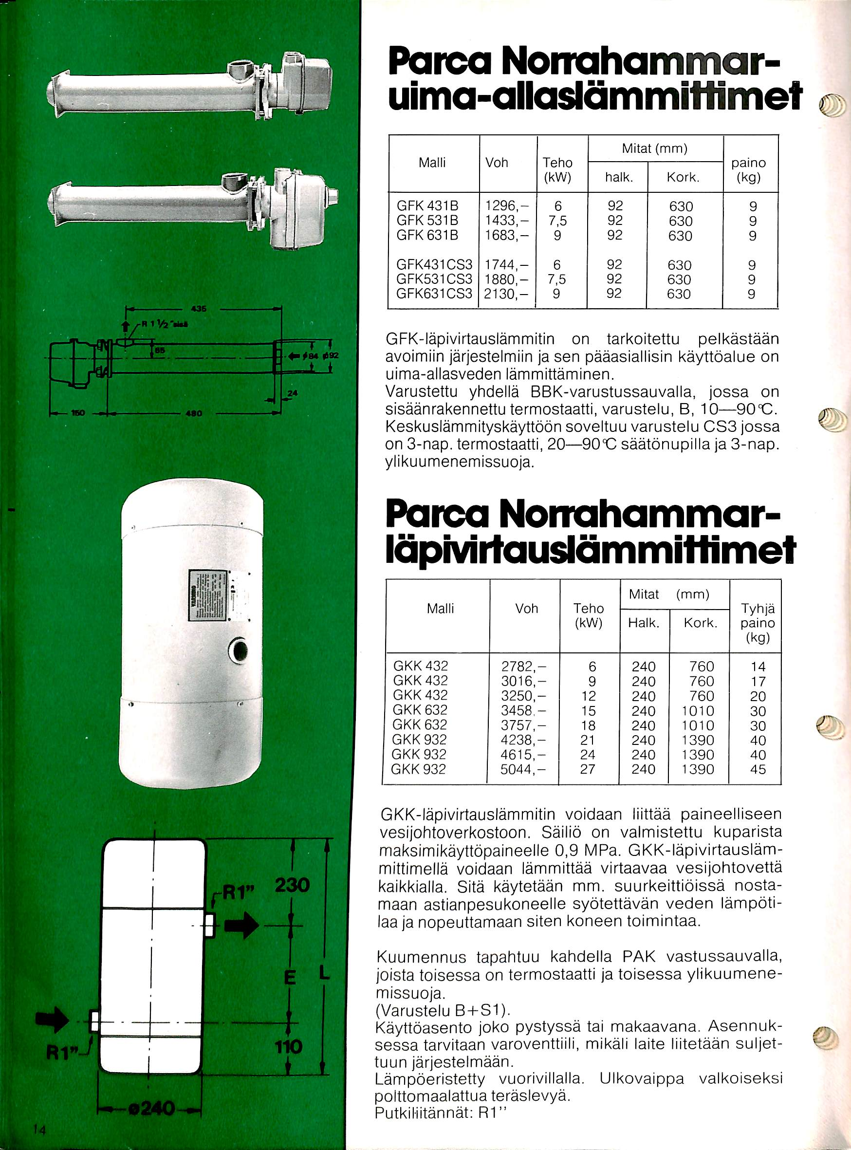 Paica Noirahammaruima-alkisldmmitlimet c Malli Voh Teho (kw) halk. Mitat {mm) Kork. paino (kg) G F K 4 3 1 B 1296,- 6 92 630 9 G F K 5 3 1 8 1433,- 7.