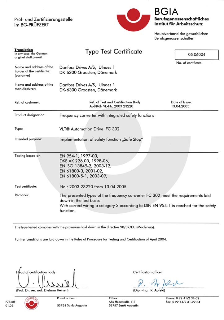 2 Turvallisuus VLT HVAC Drive High Power -taajuusmuuttajan 2 130BA491 Tämä todistus