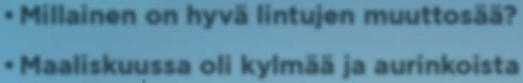 ILMASTOKATSAUS MAALISKUU 13 Millainen on hyvä lintujen muuttosää?