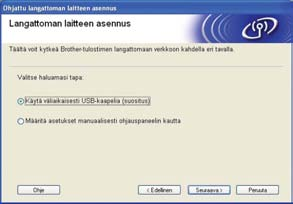 Lngton verkko Windows Määrittäminen käyttämällä sennus-cd-rom-levyä j käyttämällä tilpäisesti USB-kpeli (vin Windows ) 18 TÄRKEÄÄ Lngttomn verkon setusten määritys Asetusten määrittämisen ikn on