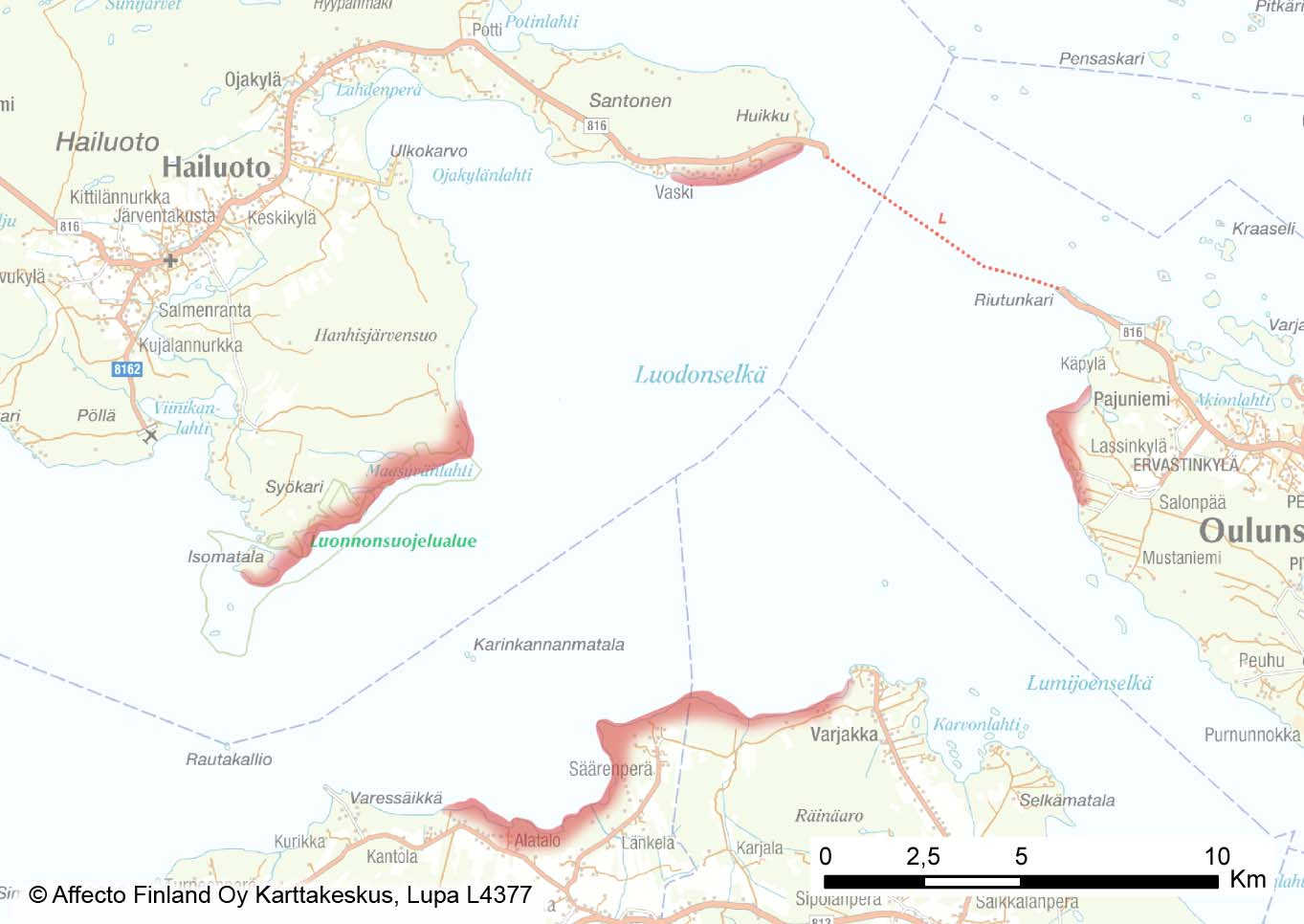 Kuva 21. Rannat, joissa jääeroosio vaikuttaa säännöllisesti ja joissa on luontoarvoiltaan alueen arvokkaimmat kohteet. 3.