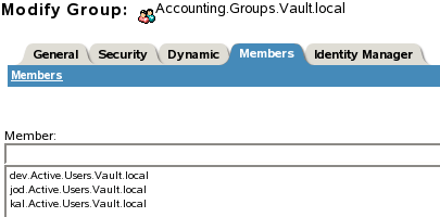 42 Kuvio 16. Accounting-ryhmän jäsenet Kuvan 16 mukaisesti Accounting-ryhmään lisätyt käyttäjät ovat päivittyneet oikein Identity Manageriin. 4.8.