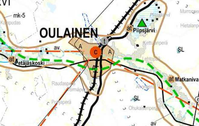 3.1.2 Maanomistus Koko kaavamuutosalue on Oulaisten kaupungin omistuksessa. 3.2 Suunnittelutilanne 3.2.1 Maakuntakaava Maakuntakaavassa alue on taajamatoimintojen aluetta (A).