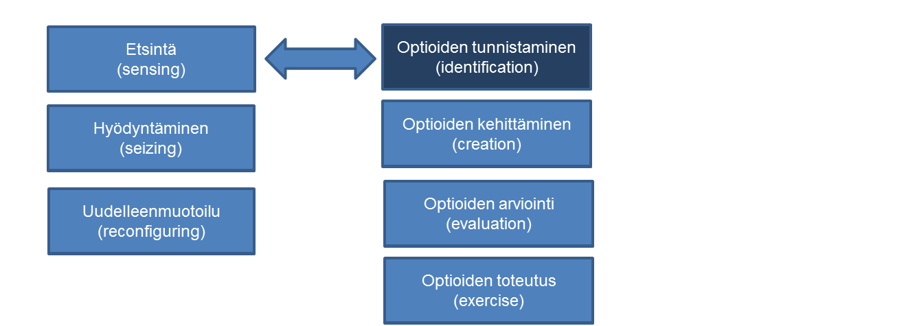 21 Kuva 3. Tutkimuksen teoreettinen viitekehys Reaalioptioteorian yleisestä esittelystä edetään siis reaalioptioajatteluun ja tarkemmin reaalioptioiden tai strategisten reaalioptioiden tunnistamiseen.