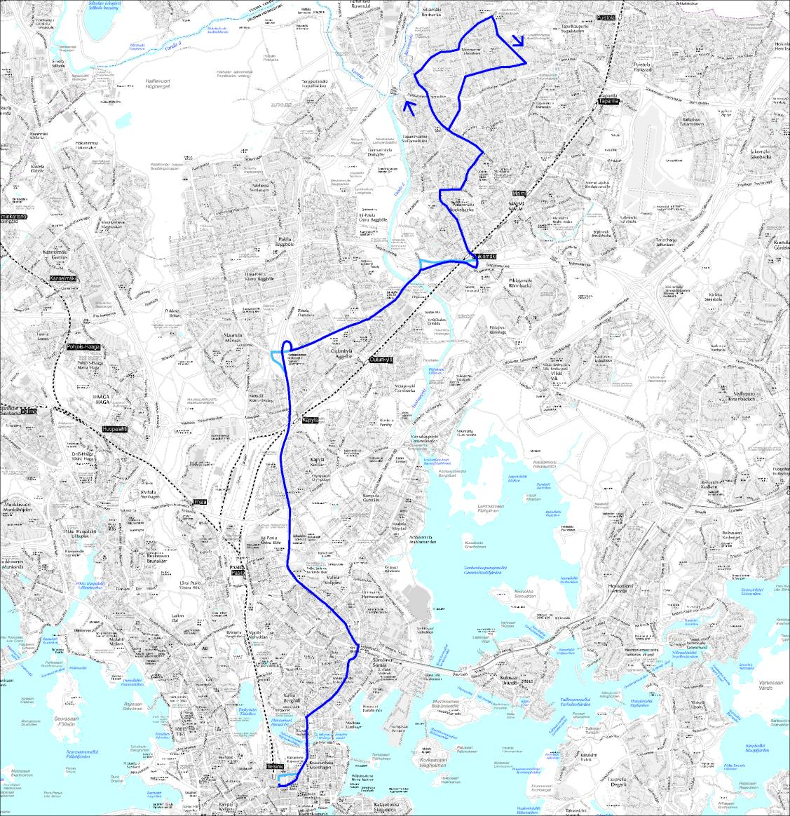 Linja 72N Rautatientori Oulunkylä Pukinmäki Siltakyläntie - Töyrynummi Linja 72N Ma-su n. klo 23.30 1.30 Pe-la / la-su yöt n. klo 1.30 4.