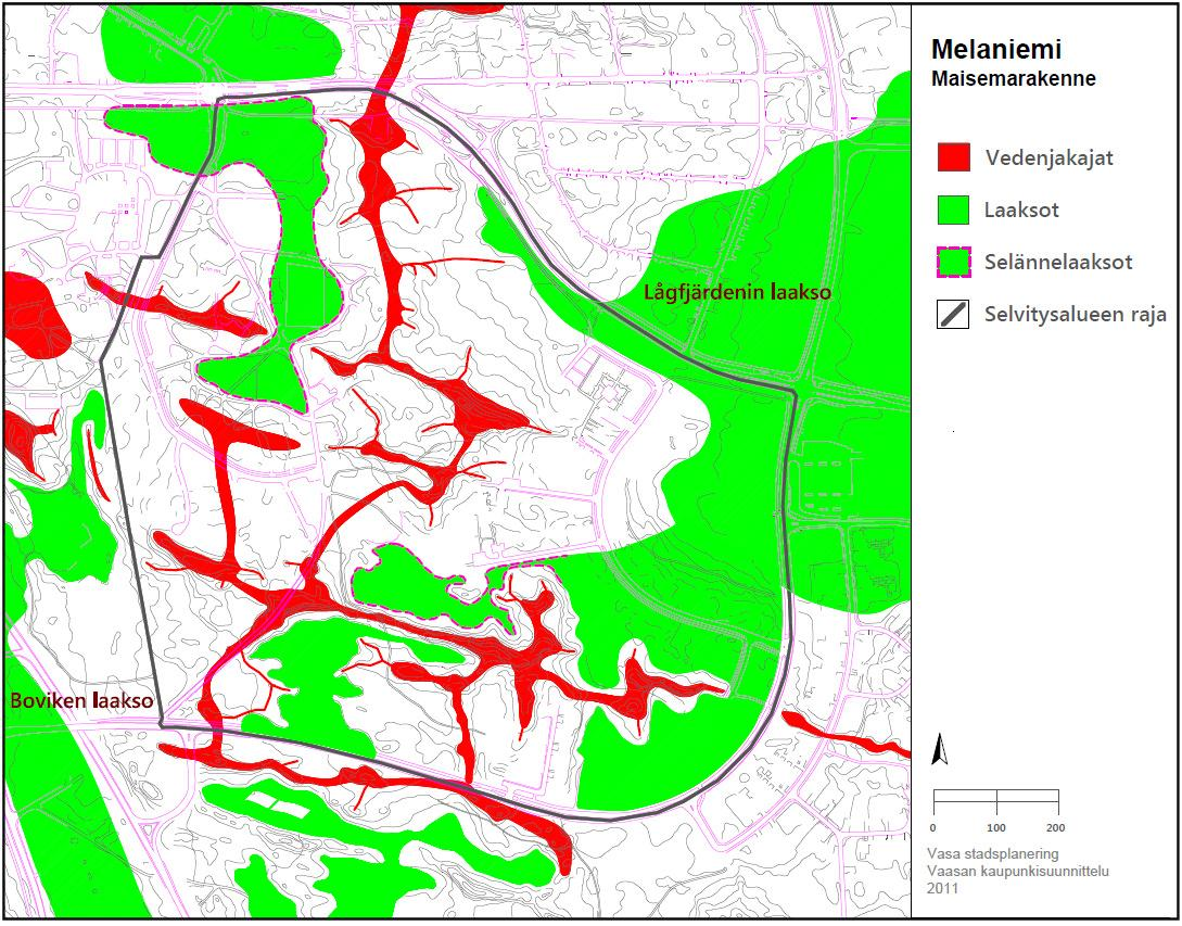 22 Kartta 5. Melaniemen maisemarakenne. (Vaasan kaupunki, kaavoitus 2011) 4.