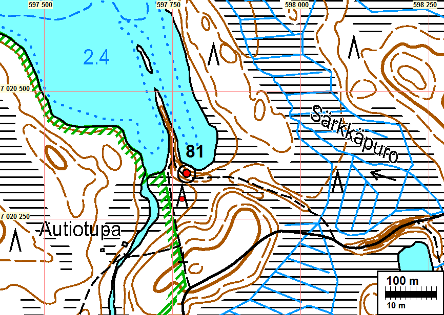 10 Ks kohdekartta s. 7 Saaria ei tarkastettu inventoinnissa 2012. Niiden eteläpuolella oleva Kalmoniemi tarkastettiin, mutta mitään merkkejä mahd. hautauksista tms. ei havaittu.
