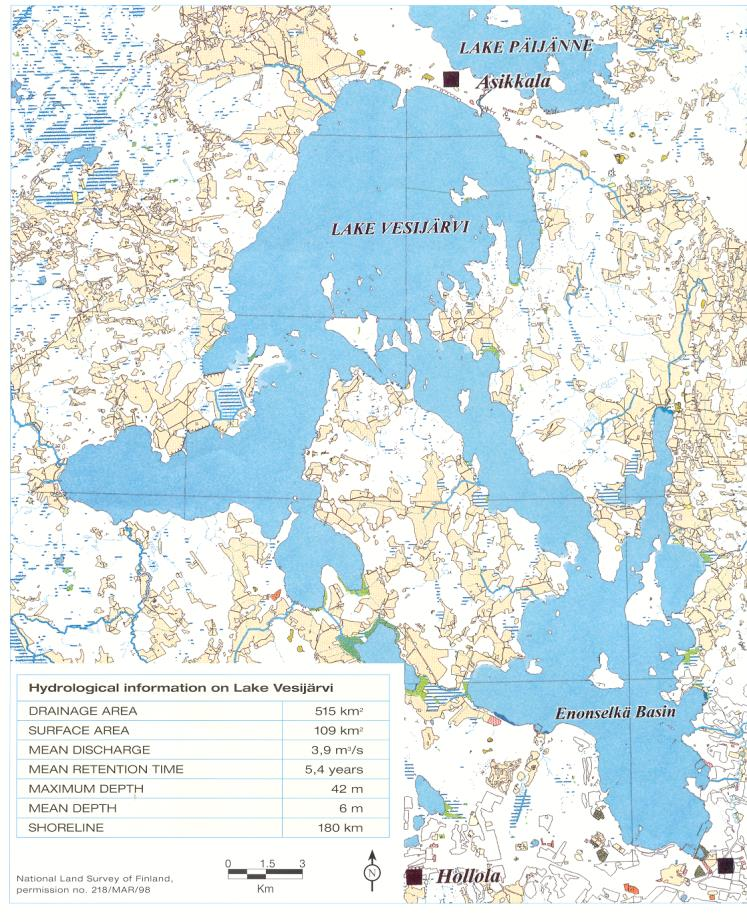 Esim. Lahden Vesijärvi, Enonselkä Vuonna 1976 kuormitus aleni tasosta 1.