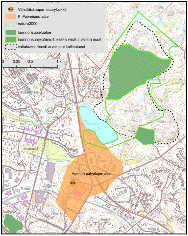 Entisen autokaupan tiloihin on sijoittunut AgriMarket. Alueelle on tulossa uusi Pesäkallion asuinalue, joka sijoittuu n. 700 m päähän Holman KM-alueesta. Uusi asuinalue saa palvelunsa Holmasta.