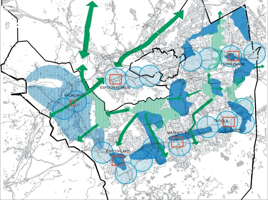 Espoon eteläosien yleiskaava uusia rakentamisalueita 1400 ha, kehitettäviä rakentamisalueita 500 ha rakennuskanta kasvaa vv. 2006-2030 6,2 milj.