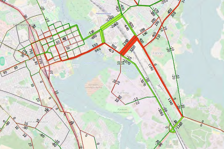 uusi linjaus (ennustetilanne) Vaihtoehtoinen