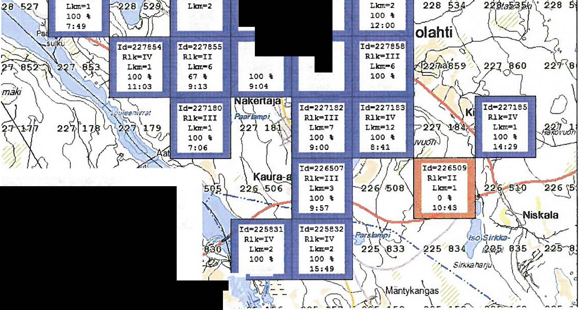 6 100 \ Rlk-II Rlk-H 8:41 8:28 Ruudun tietojen sel itykset: Sininen = asetettu 50 % tavoite toteutuu Oranssi = asetettu 50 % tavoite ei toteudu ld = riskiruudun id-numero Rlk = riskiluokka 15: 44 Lkm