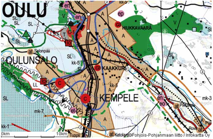 VT 22 kehittämisselvitys välillä valtatie 4 kaupungin raja 13 LÄHTÖKOHDAT tasoristeysten poistaminen Oulu-Kajaani radalta, yleissuunnitelma 1998 Valtatien 22 ja Joutsentien eritasoliittymävaihtoehdot