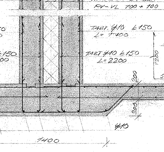 FCG SUUNNITTELU JA TEKNIIKKA OY Tutkimusraportti 45 (119) Väestönsuojien alapohjarakenne löytyy alla olevasta kuvasta (Kuva 33). Rakenne on 200 mm paksu eristämätön maanvarainen laatta.