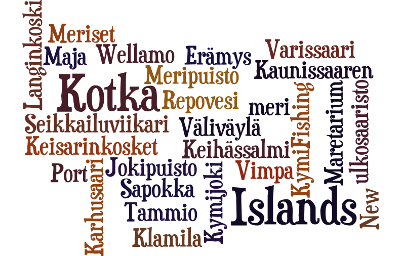 Kaunissaari ja Koukkusaaret Pyhtäällä sekä Vimpasaari, Pakinluoto ja Tammio Haminassa ja Ulkotammio. Kymenlaaksossa on kaksi saaristo-osakuntaa; Kotka ja Pyhtää.