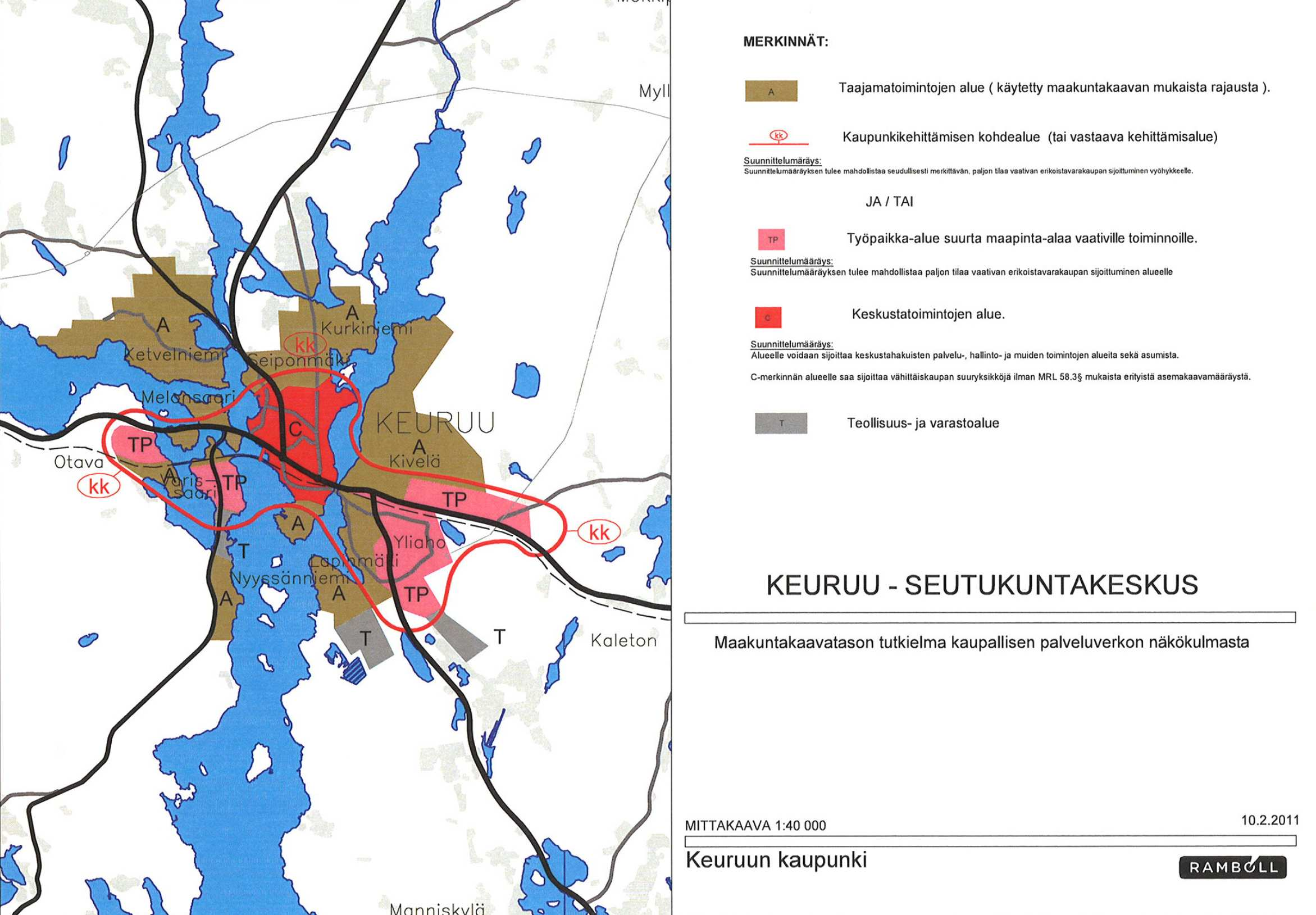 FCG Finnish Consulting Group Oy 54 (147) 6.1.4 Asumisen ja työpaikka-alueiden laajenemissuunnat Keuruun kaupunki on laatinut kuvan 6 mukaisen esityksen Keski-suomen 4.