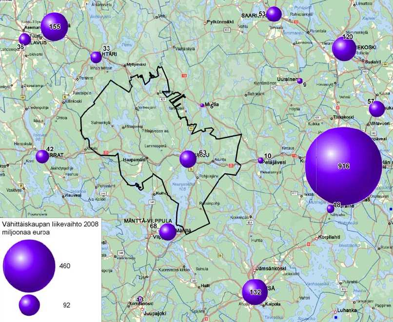 FCG Finnish Consulting Group Oy 55 (147) Keuruun ja Multian muodostama paikallismarkkina-alue kuuluu Jyväskylän markkina-alueeseen TNS Gallupin todellisia asiointikäyntejä mitanneen suuren