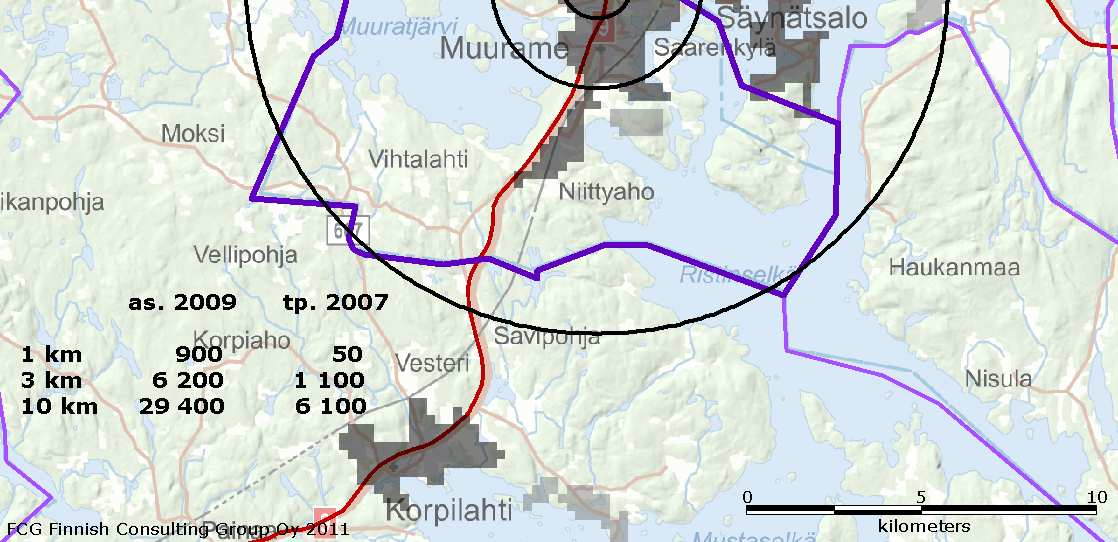 Tarkasteltava risteysalue sijaitsee keskustaajaman pohjoisosassa valtatien 9 varressa.