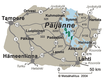 2 Yritystutkimuksen toteutus 2.1 Alueen kuvaus Vuonna 1993 perustettu Päijänteen kansallispuisto sijaitsee Etelä-Suomen läänissä, Päijät- Hämeessä eteläisellä Päijänteellä (kuva 1).