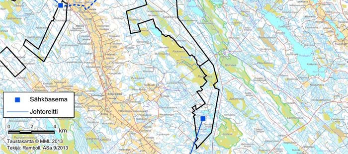 1 Tuulipuiston sisäinen sähkönsiirto Tuulipuistoon rakennetaan kaksi omaa, tuulipuiston sisäistä sähköasemaa (kuva 8), johon tuulivoimaloiden tuottama sähkö siirretään maakaapeleilla.