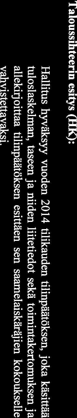 Saamelaiskäräjien hallitus hyväksyi kokouksessaan 11.5.2015 Saamelaiskäräjien toimintakertomuksen 2014 tilintarkastajille toimitettavaksi ennen vuositilintarkastusta.