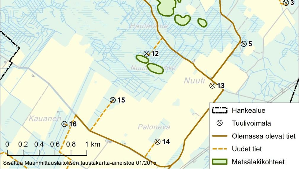 Rakentamisesta aiheutuu kasvillisuusvaikutuksia, kun puustoa kaadetaan ja maaperää muokataan tuulivoimaloiden, sähköaseman, huoltoteiden ja maakaapeleiden sijoituspaikoilla.