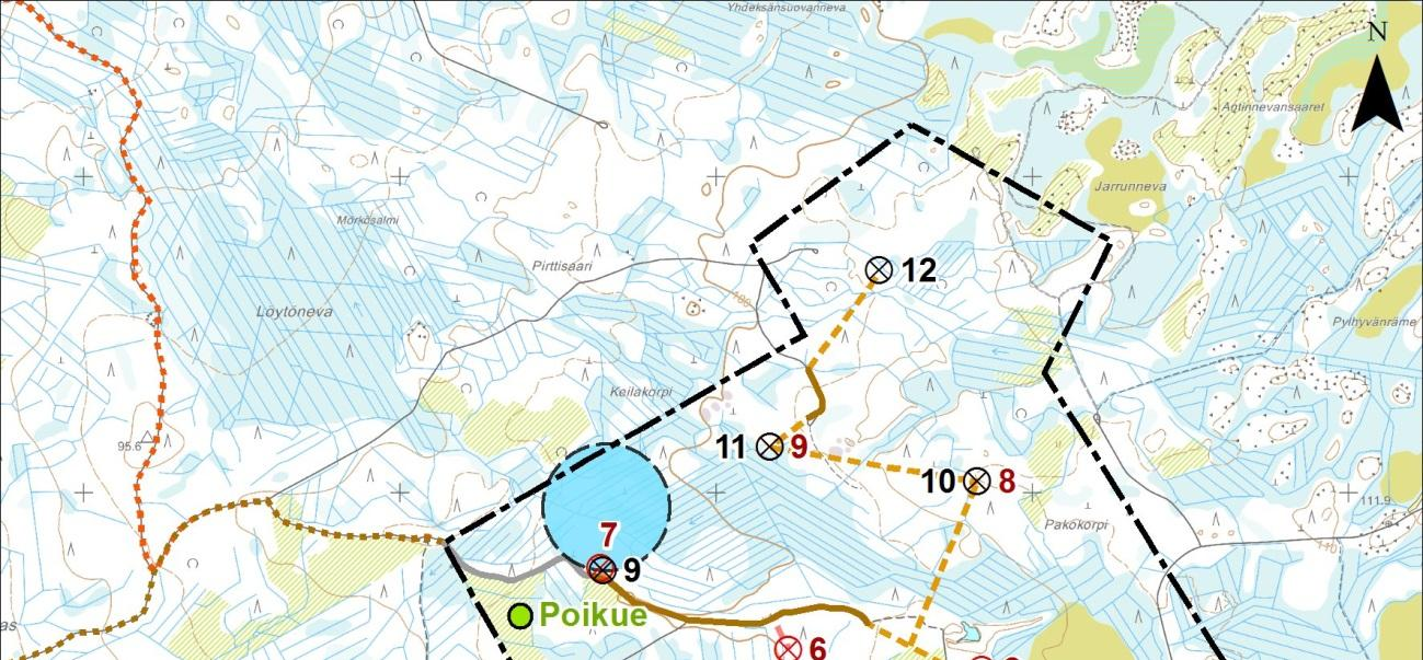 31 Kuva 3-5. Linnustoselvityksissä 2014 2015 havaitut petolintureviirit.