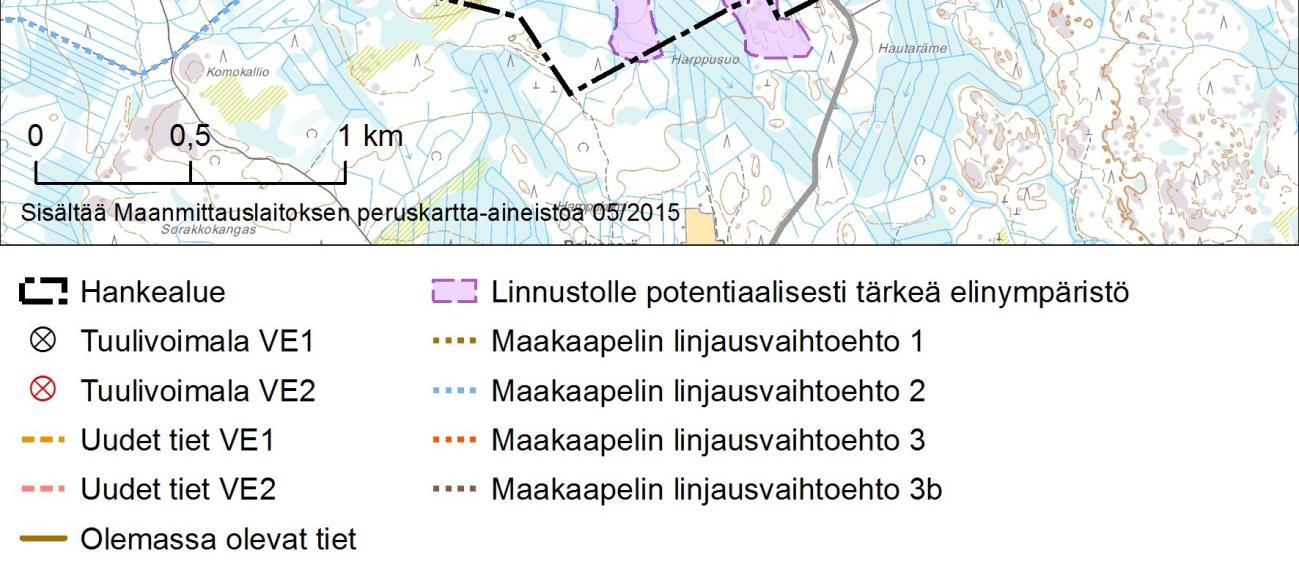 elinympäristömuutokset (voimalapaikkojen sekä tie- ja sähkönsiirtolinjojen aiheuttama