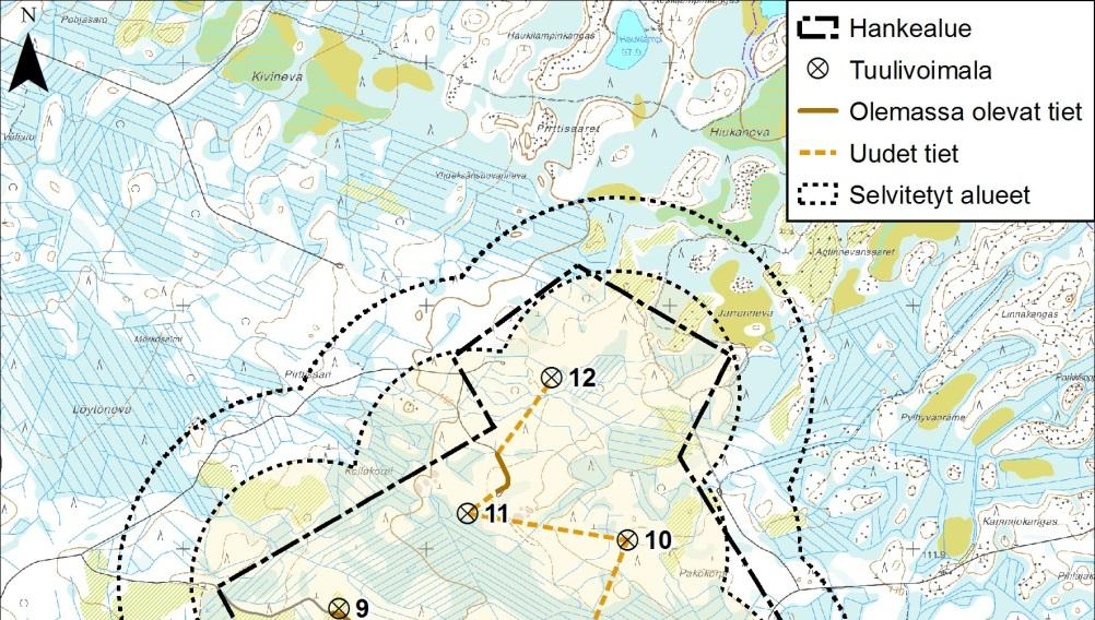 4 Taulukko 1-1 Polusjärven tuulipuiston alueelle vuosina 2014-2015 tehdyt maastoselvitykset.