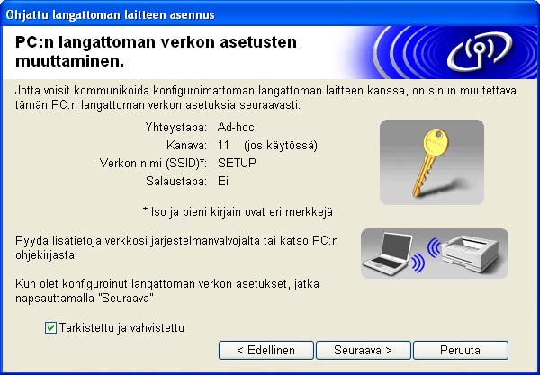 Langattoman verkon asetukset (Windows ) 11 Muuta tietokoneen langattoman verkon asetukset tilapäisesti näytössä näkyviin laitteen oletusasetuksiin, jotta tietokone voi ottaa yhteyden langattomaan