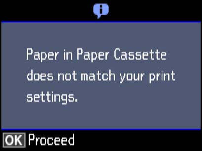 Paperin lisääminen 7. Siirrä oikea reunaohjain paperin reunaan. 8. Aseta paperikasetti. 9. Tarkista ohjauspaneelissa näytetyt paperikoon ja paperityypin asetukset.