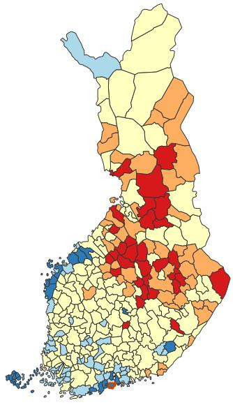 Ikävakioitu sairastavuusindeksi 2012-2014 Lähde: THL, 2016 Koostettu seitsemästä eri sairausryhmästä, jotka on erikseen indeksoitu (koko maa=100) ja summattu neljän eri näkökulman mukaan määräytyvien