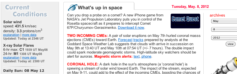 Tietoa tulevasta? www.spaceweather.