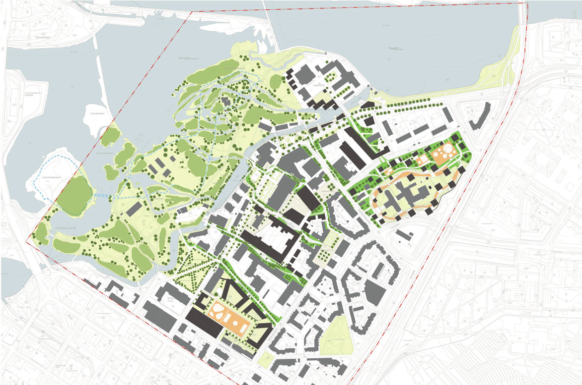 YLEISSUUNNITELMA 5. 4. 2. 6. 3. 2. 2. 1. 2. 1. puistokortteli 2. vihersormet 3.