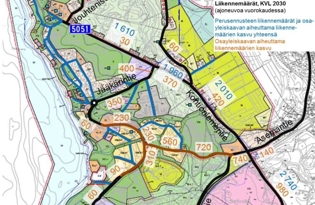 KONTIOLAHTI Kontiorannan asemakaava Maankäytönsuunnittelu KUVA 14: Kontionimen osayleiskaavan liikenne-ennuste (Sito 2015) 7.6.