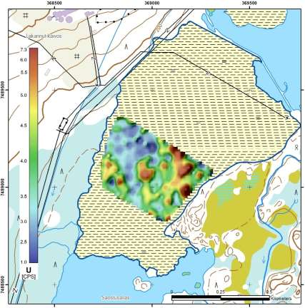 Tulosten tarkastelua UAV -mittaus: Uraani Mittaukset kahtena ajankohtana Mittauskorkeus 10 m 29.