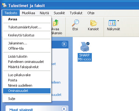 (Tulostinajurin ominaisuuksien ikkunassa valitut asetukset pysyvät voimassa tulostettaessa sovelluksesta ainoastaan silloin, kun sovellus on käytössä.