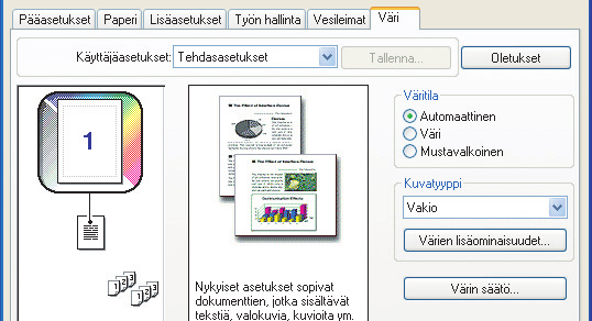 VÄRITILAN SÄÄTÖTOIMINTO KUVAN KIRKKAUDEN JA KONTRASTIN SÄÄTÖ (Värin säätö) Kirkkautta ja