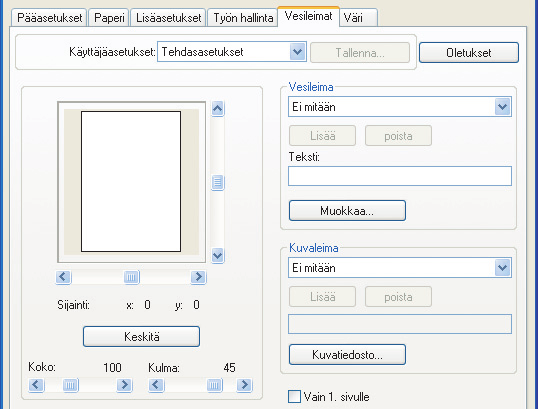 KUVAN TULOSTUS TULOSTUSTIETOJEN PÄÄLLE (Kuvaleima) (Tämä toiminto on käytettävissä vain Windows-käyttöjärjestelmässä.